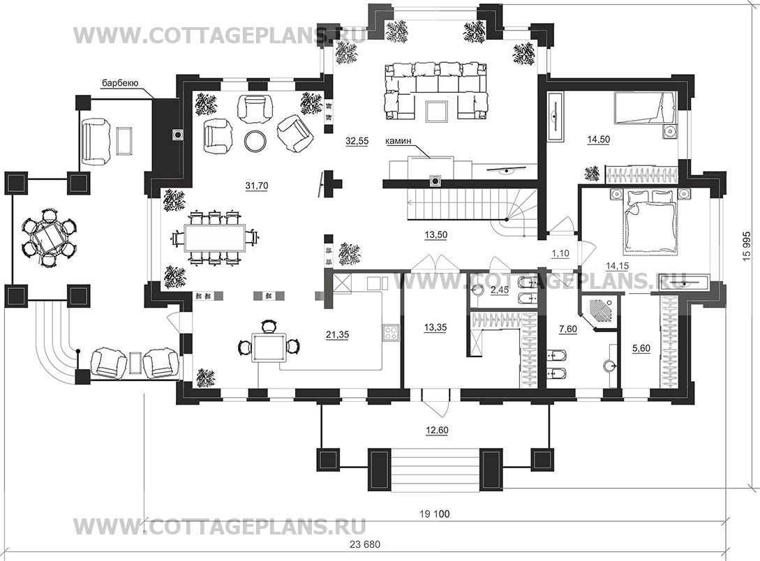 Поэтажные планы проект дома 201-36 общ. площадь 476,60 м2