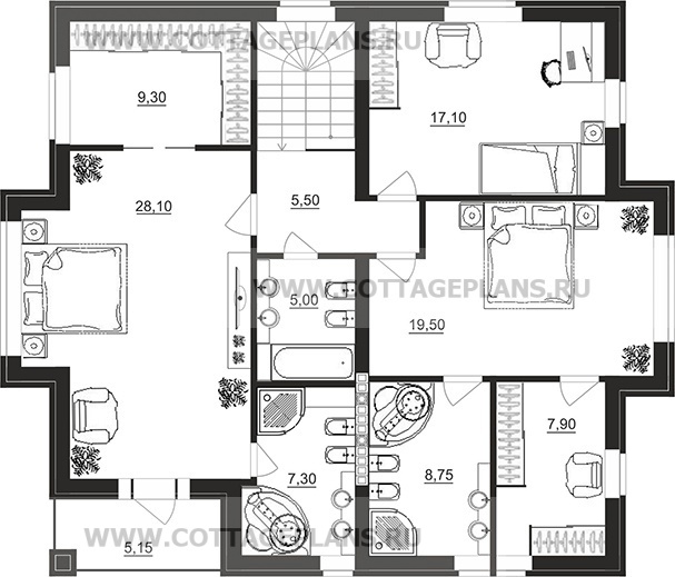 Поэтажные планы проект дома 29-87 общ. площадь 202,452