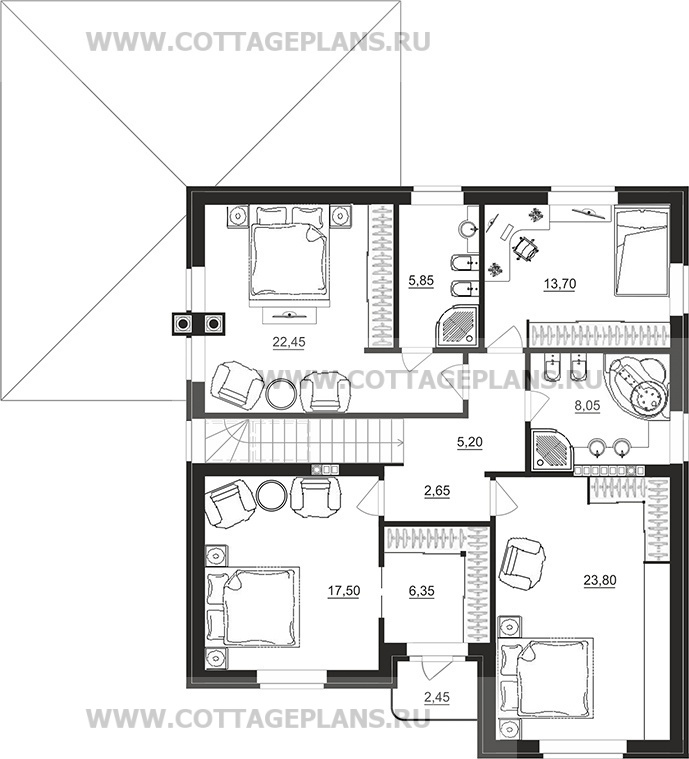 Поэтажные планы проект дома 96-23 общ. площадь 295,65 м2