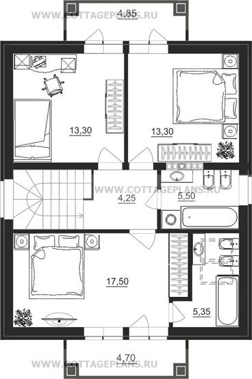 Поэтажные планы проект дома 16-89 общ. площадь 120,05 м2