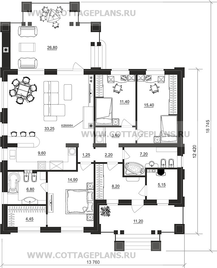 Поэтажные планы проект дома 700-15 общ. площадь 123,45 м2