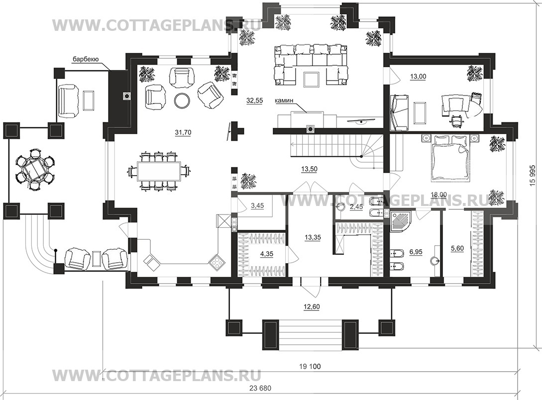 Поэтажные планы проект дома 201-36 общ. площадь 476,60 м2