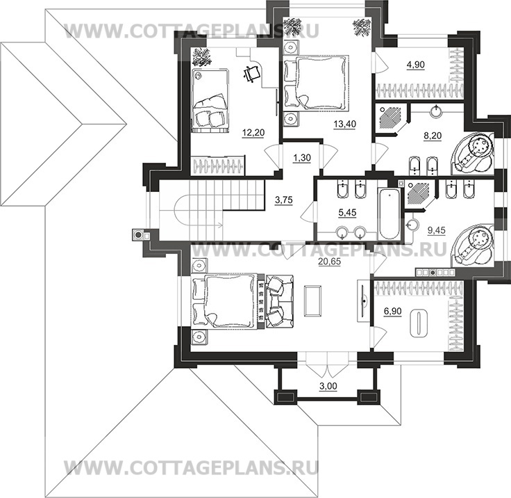 Поэтажные планы проект дома 202-06 общ. площадь 207,45 м2