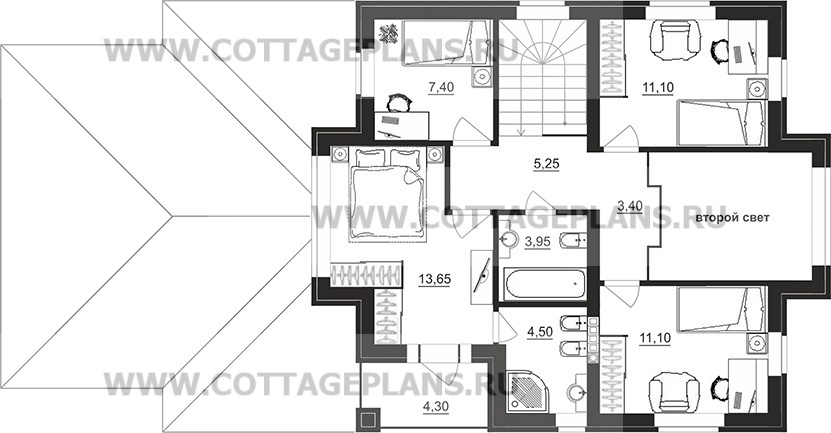 Поэтажные планы проект дома 75-67 общ. площадь 172,00 м2