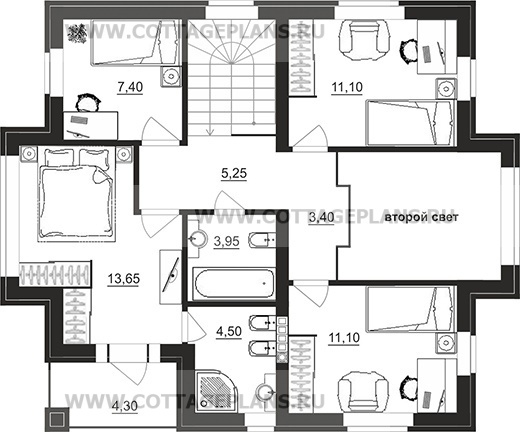 Поэтажные планы проект дома 95-57 общ. площадь 121,45 м2