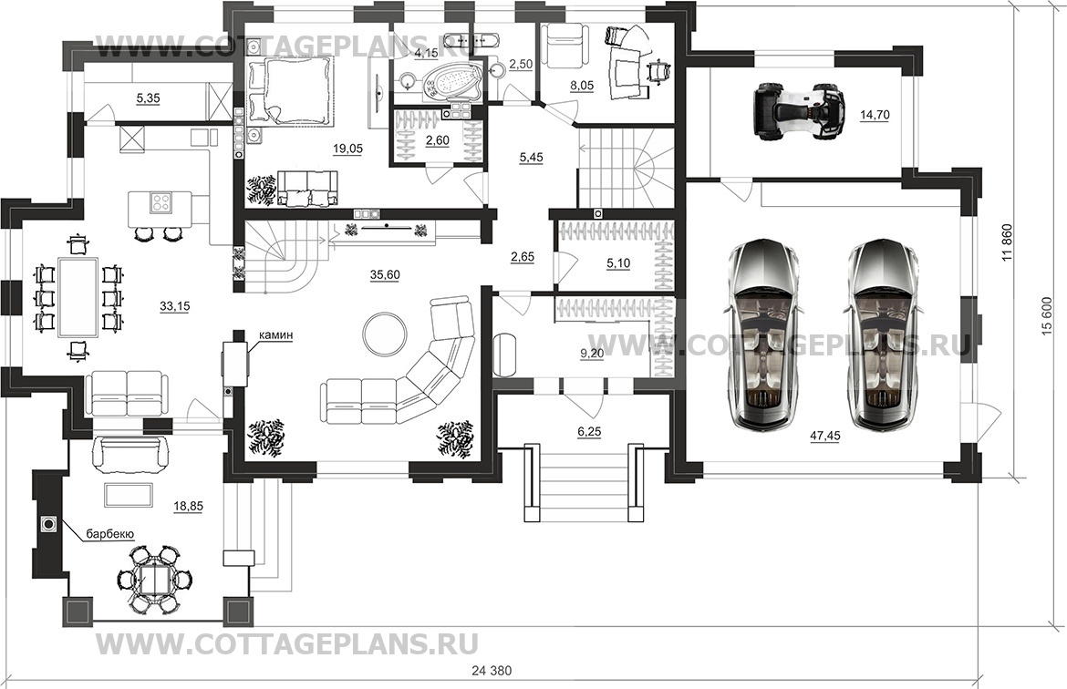 Поэтажные планы проект дома 203-39 общ. площадь 409,1 м2