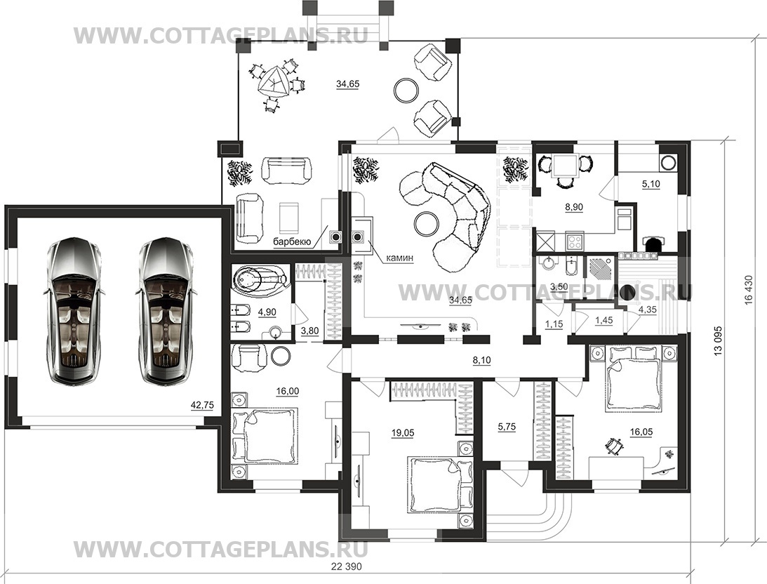 Поэтажные планы проект дома 07-24 общ. площадь 177,15 м2