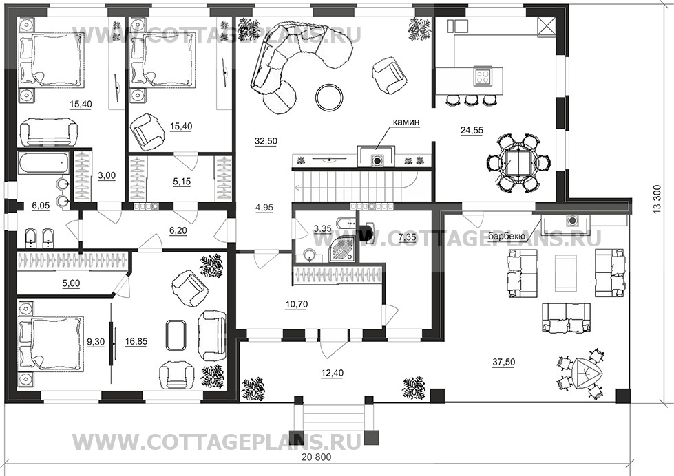 Поэтажные планы проект дома 28-14 общ. площадь 342,75 м2