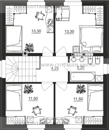Поэтажные планы проект дома 16-34 общ. площадь 120,15 м2