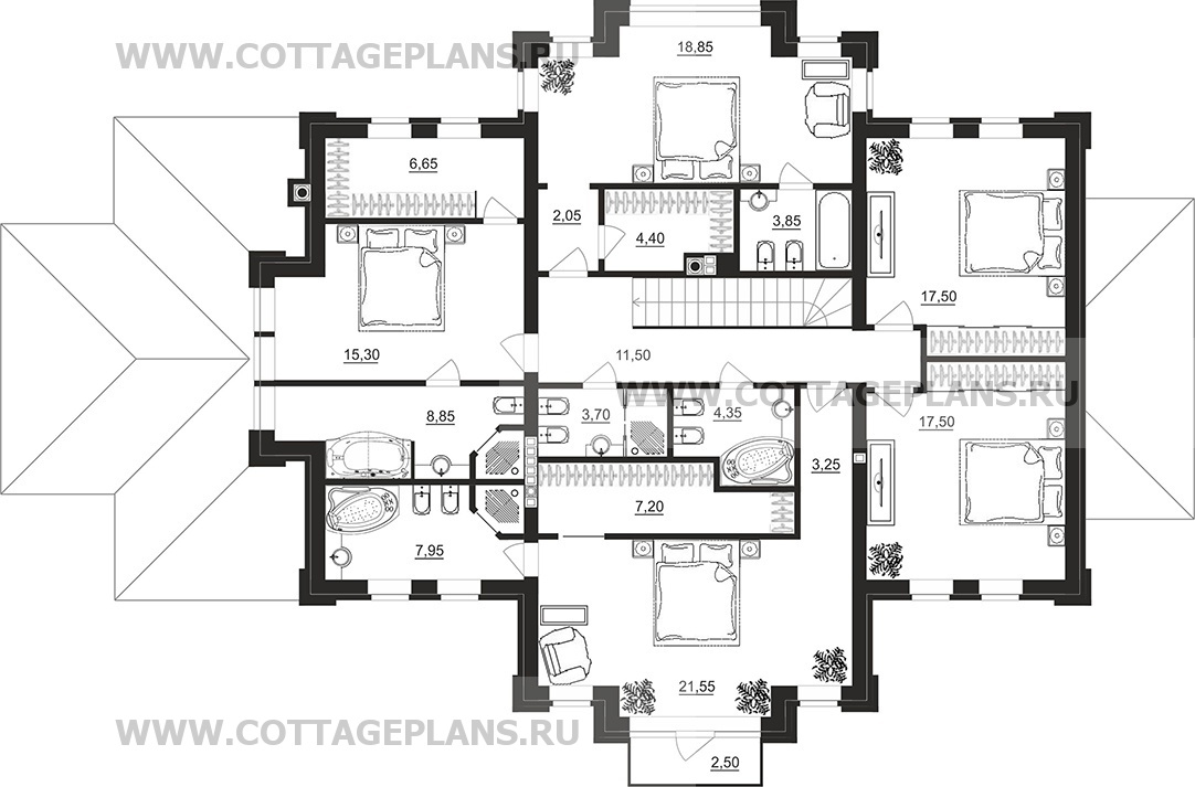 Поэтажные планы проект дома 202-24 общ. площадь 303,65 м2