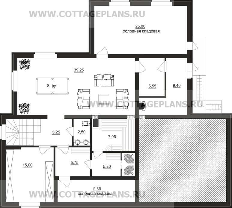 Поэтажные планы проект дома 84-52 общ. площадь 348,85 м2