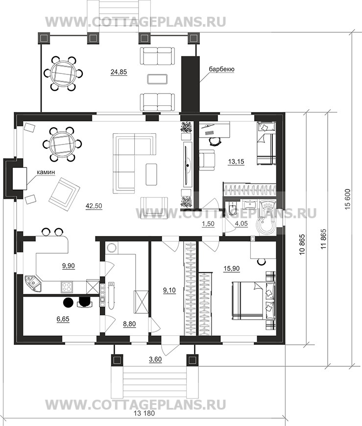 Поэтажные планы проект дома 700-58 общ. площадь 111,45м2