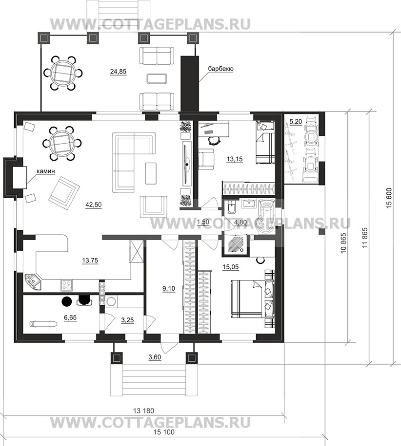 Поэтажные планы проект дома 700-58 общ. площадь 111,45м2