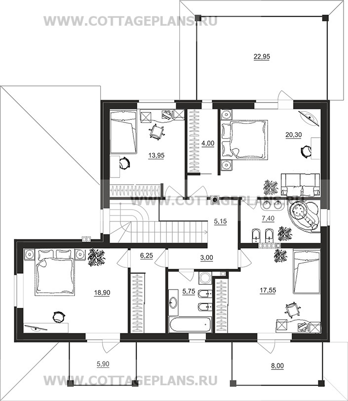 Поэтажные планы проект дома 22-99 общ. площадь 245,75 м2