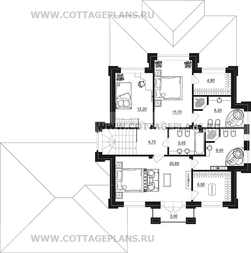 Поэтажные планы проект дома 100-93 общ. площадь 221,25 м2