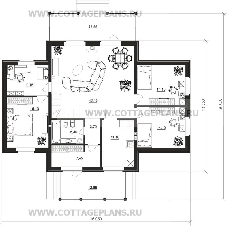 Поэтажные планы проект дома 15-74 общ. площадь 149,25 м2