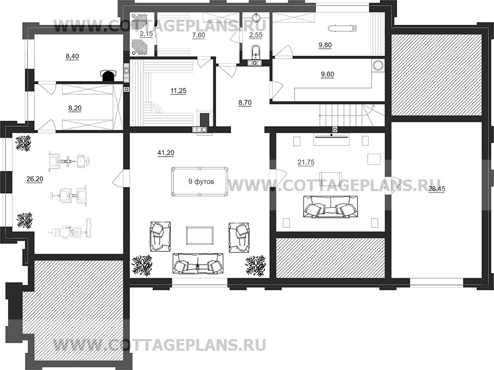 Поэтажные планы проект дома 203-49 общ. площадь 482,6 м2