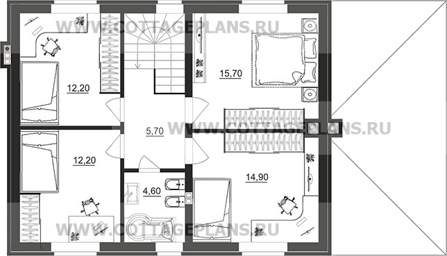 Поэтажные планы проект дома 92-42 общ. площадь 128,15 м2