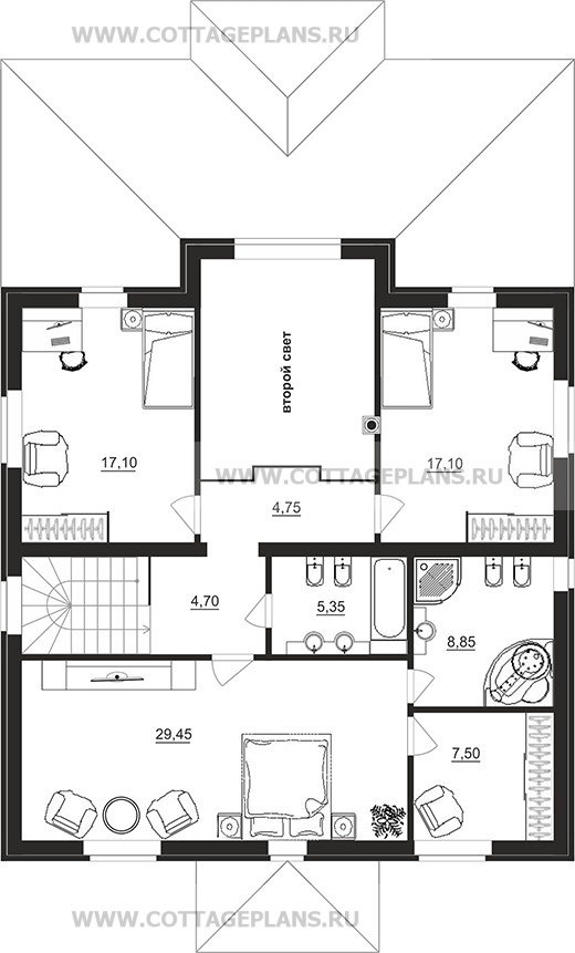 Поэтажные планы проект дома 97-02 общ. площадь 200,70 м2