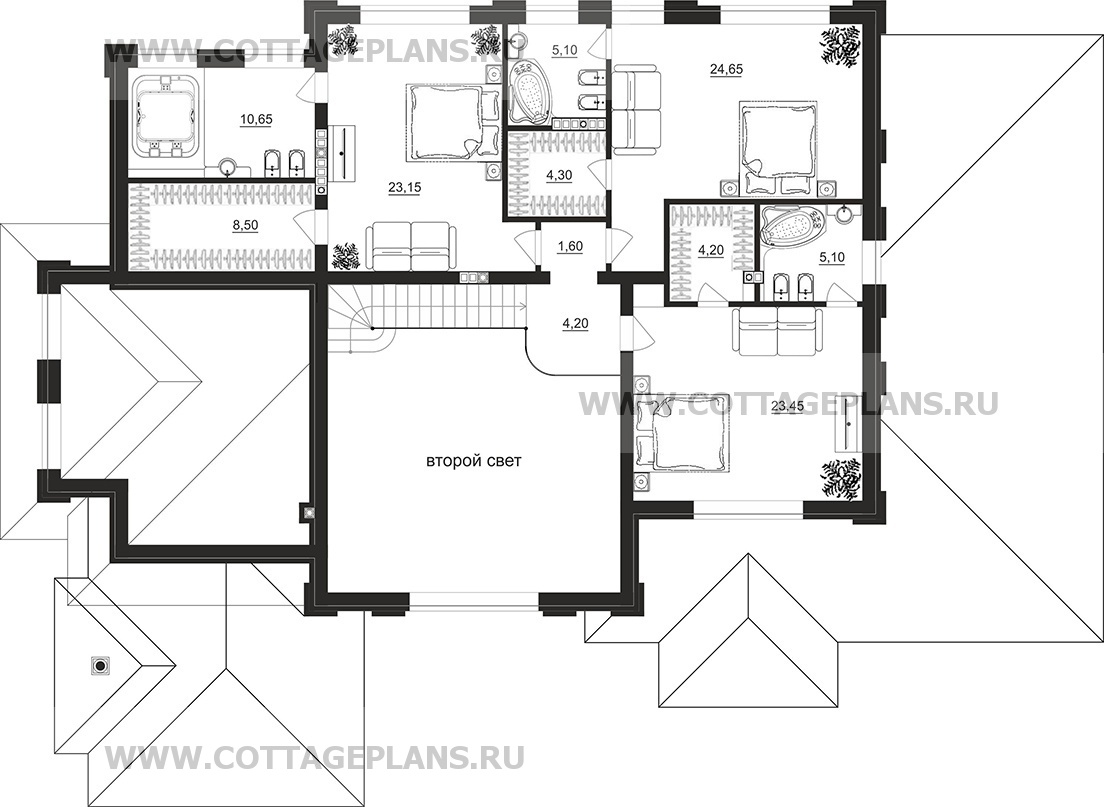 Поэтажные планы проект дома 203-50 общ. площадь 563,15 м2