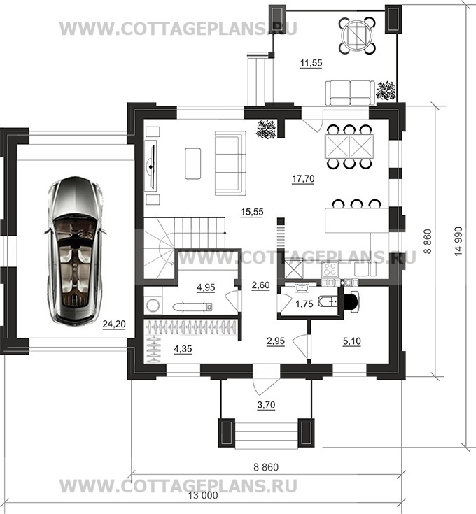 Поэтажные планы проект дома 206-59 общ. площадь 132,40м2