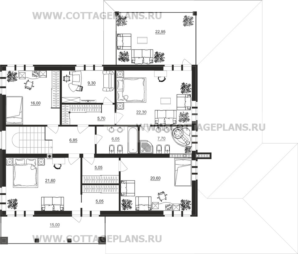 Поэтажные планы проект дома 87-42 общ. площадь 544,20 м2