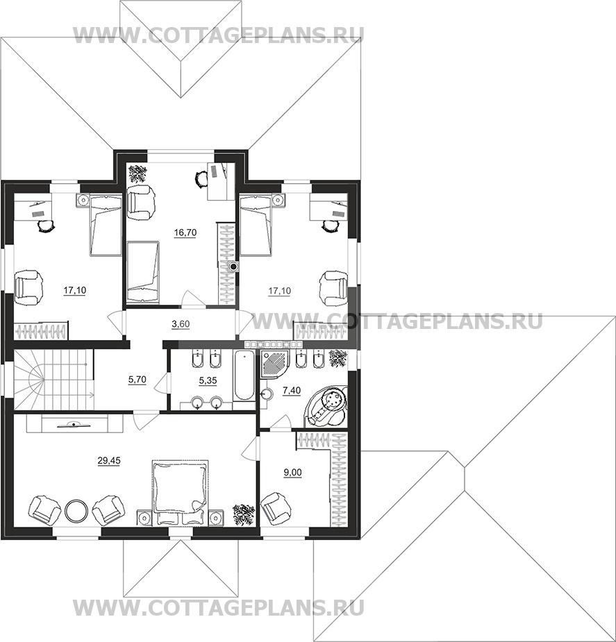 Поэтажные планы проект дома 93-77 общ. площадь 380,35м2