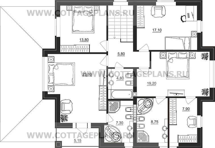 Поэтажные планы проект дома 71-98 общ. площадь 342,85 м2
