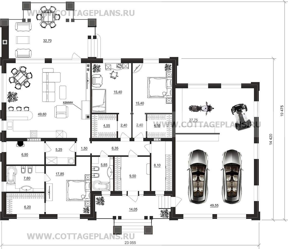 Поэтажные планы проект дома 07-76 общ. площадь 246,15 м2