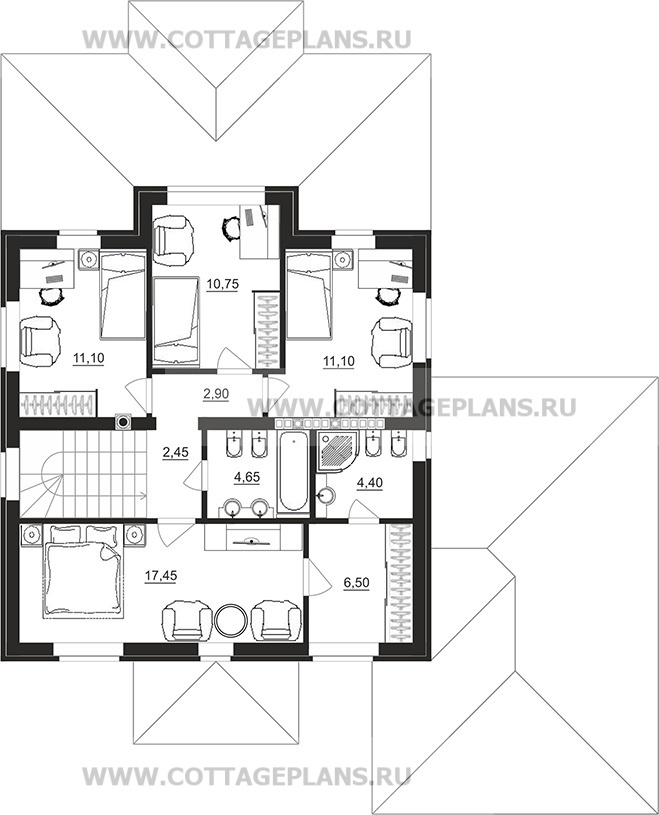 Поэтажные планы проект дома 93-59 общ. площадь 270,95м2