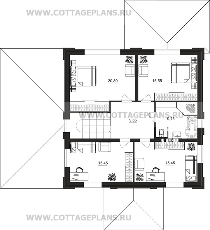 Поэтажные планы проект дома 106-51 общ. площадь 206,15 м2