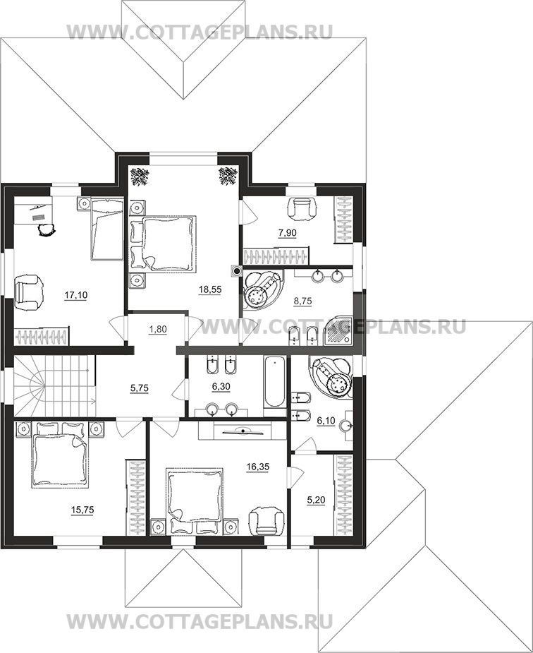 Поэтажные планы проект дома 29-74 общ. площадь 249,65м2