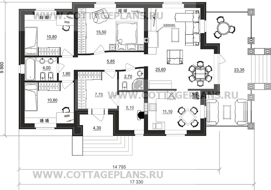 Поэтажные планы проект дома 90-29 общ. площадь 101,10 м2