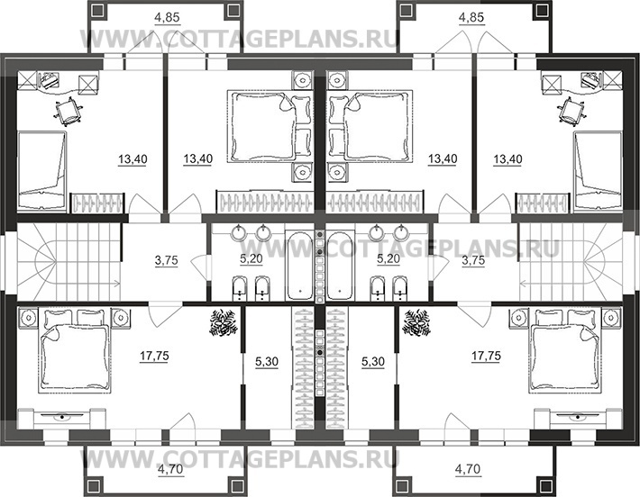 Поэтажные планы проект дома 86-68 общ. площадь 358,00 м2