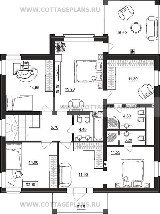 Поэтажные планы проект дома 75-47 общ. площадь 202,65 м2