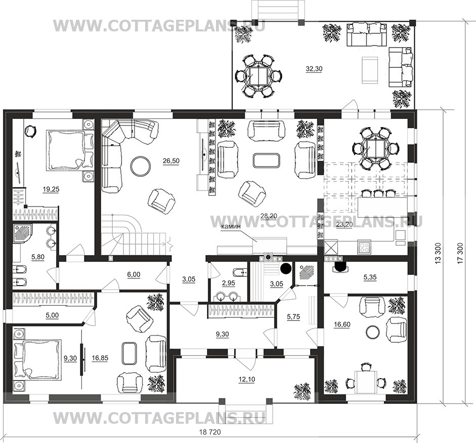 Поэтажные планы проект дома 75-40 общ. площадь 286,70 м2