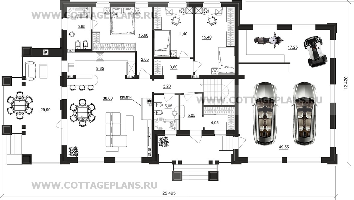 Поэтажные планы проект дома 28-92 общ. площадь 303,95 м2