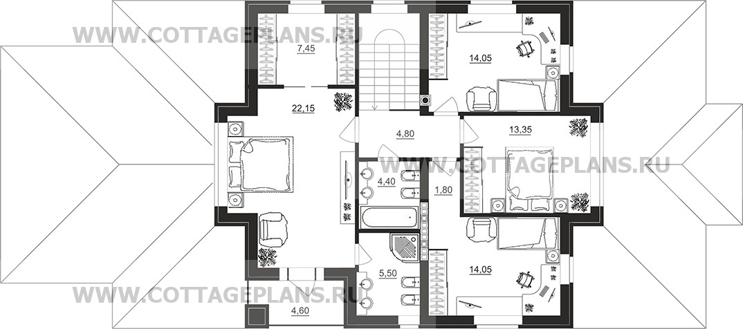 Поэтажные планы проект дома 201-65 общ. площадь 344,90 м2