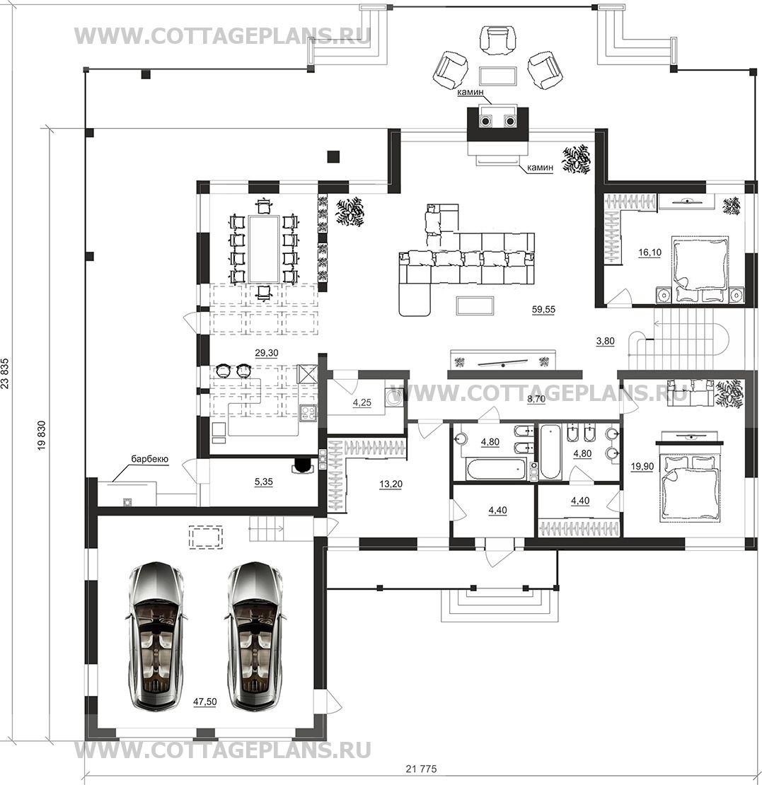 Поэтажные планы проект дома 100-53 общ. площадь 350,40 м2