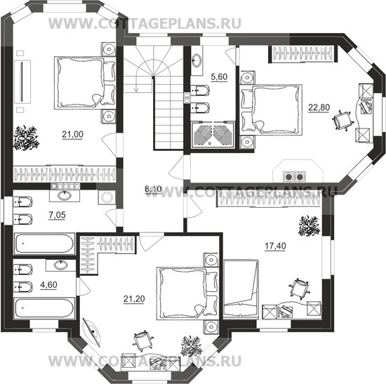 Поэтажные планы проект дома 88-02 общ. площадь 206,42 м2