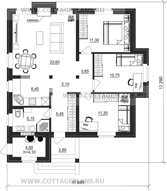 Поэтажные планы проект дома 702-78 общ. площадь 77,25м2
