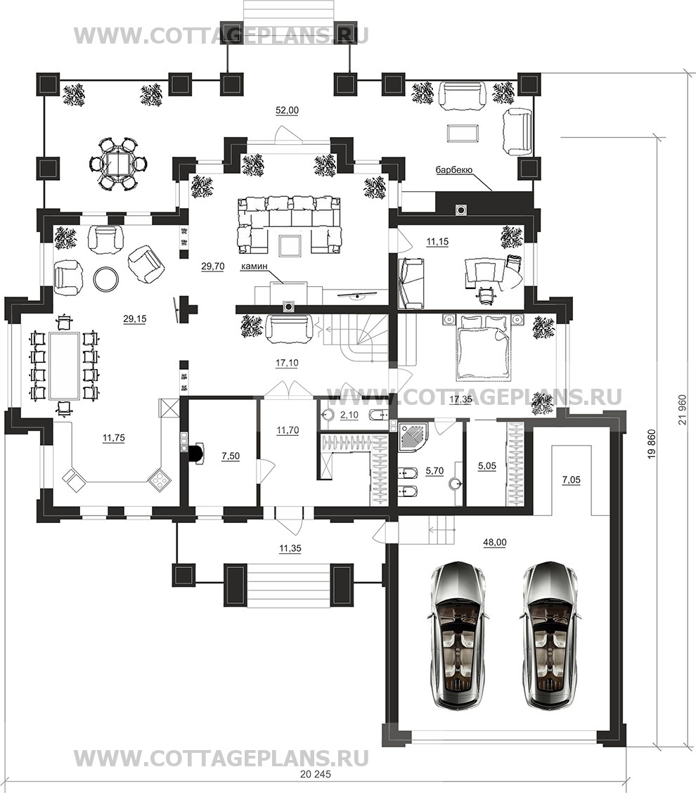 Поэтажные планы проект дома 200-29 общ. площадь 337,35 м2