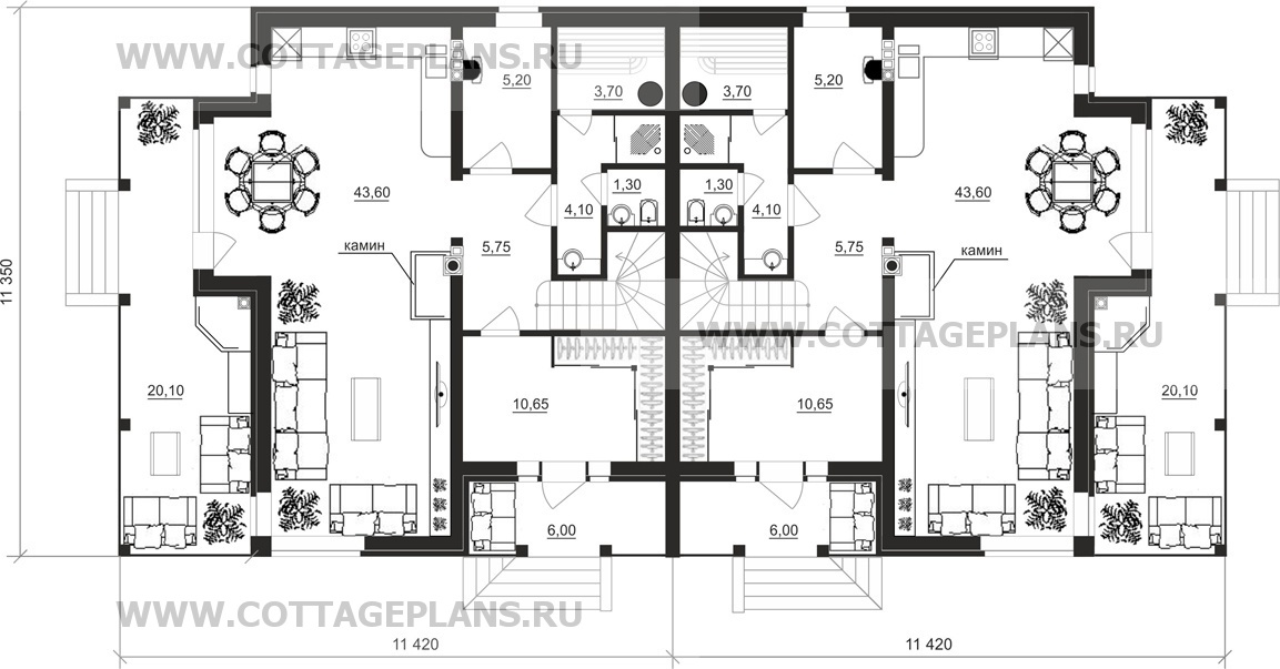 Поэтажные планы проект дома 86-00 общ. площадь 294,60 м2