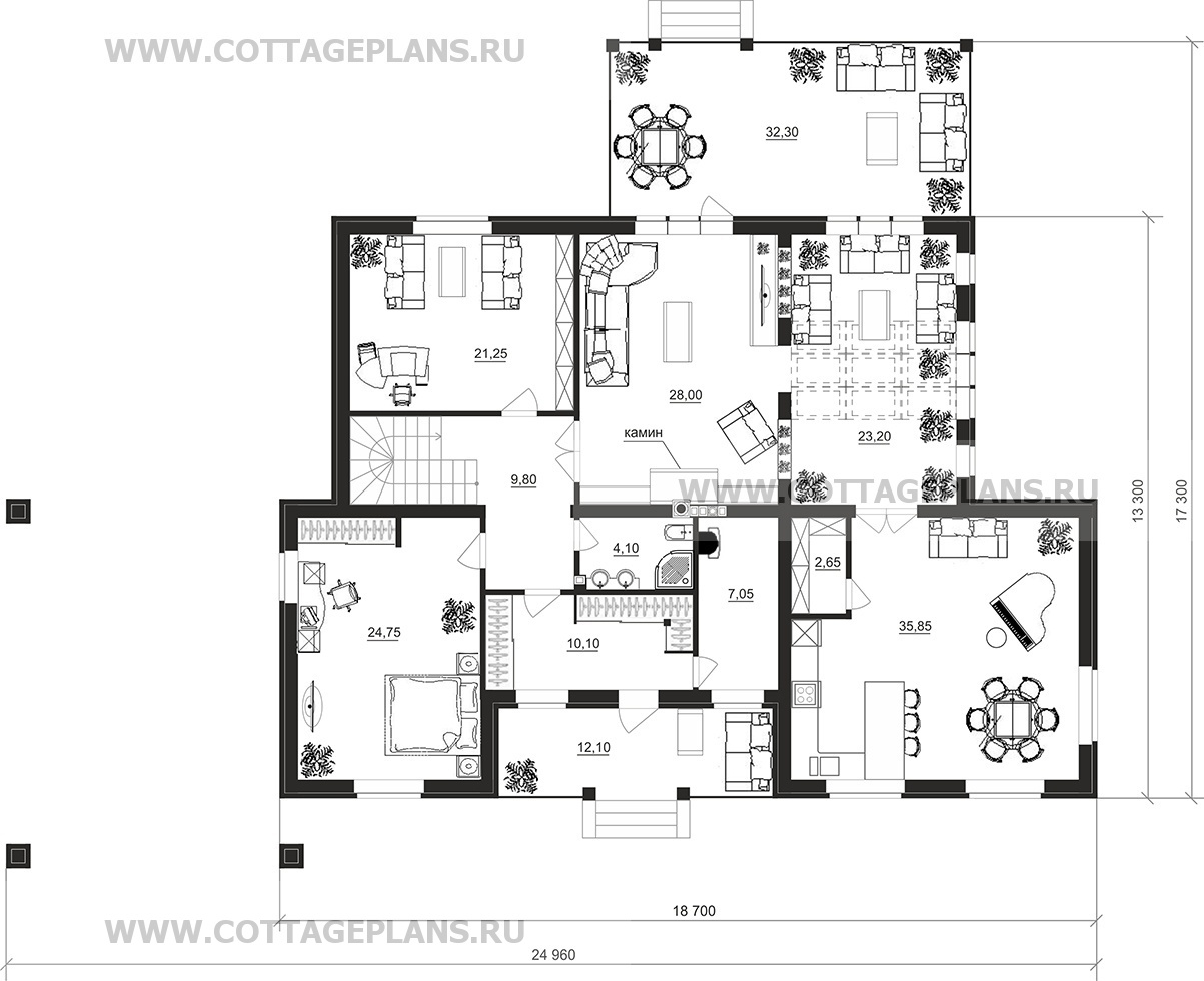 Поэтажные планы проект дома 95-94 общ. площадь 269,30 м2