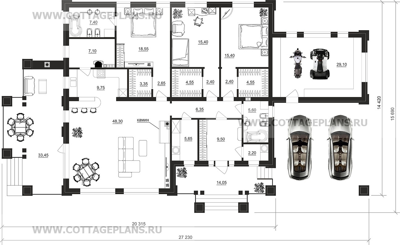 Поэтажные планы проект дома 07-70 общ. площадь 198,10 м2