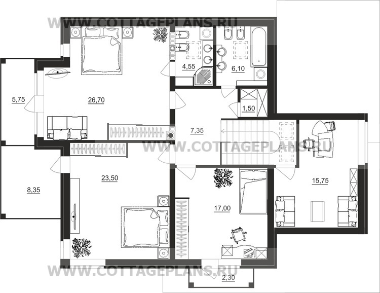 Поэтажные планы проект дома 93-55 общ. площадь 330,35 м2