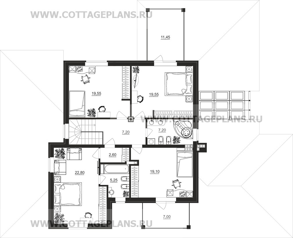 Поэтажные планы проект дома 14-58 общ. площадь 309,30 м2