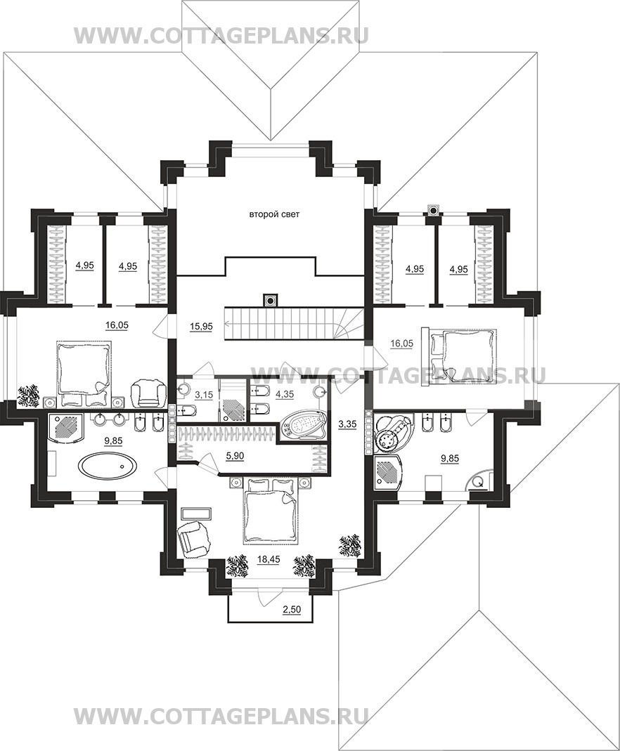 Поэтажные планы проект дома 201-24 общ. площадь 436,50 м2