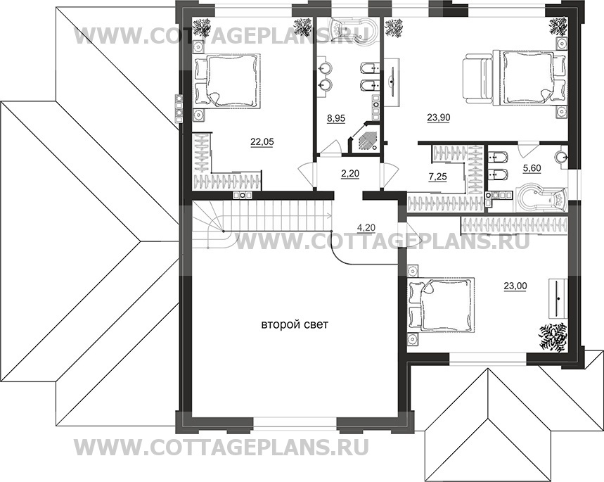 Поэтажные планы проект дома 205-16 общ. площадь 371,20 м2
