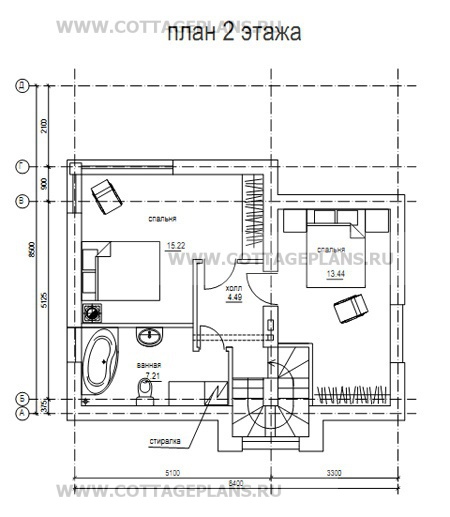 Поэтажные планы проект дома 57-00 общ. площадь 90.48 м2